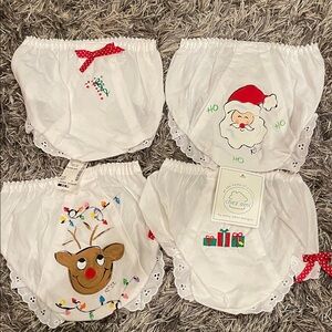 White Christmas Kids Holiday Bloomer Set - 4 Pack size 2